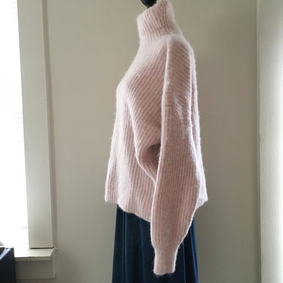 Lululemon Alpaca Wool-Blend Funnel-Neck Sweater Pink Mist Women's Size L - Picture 3 of 11